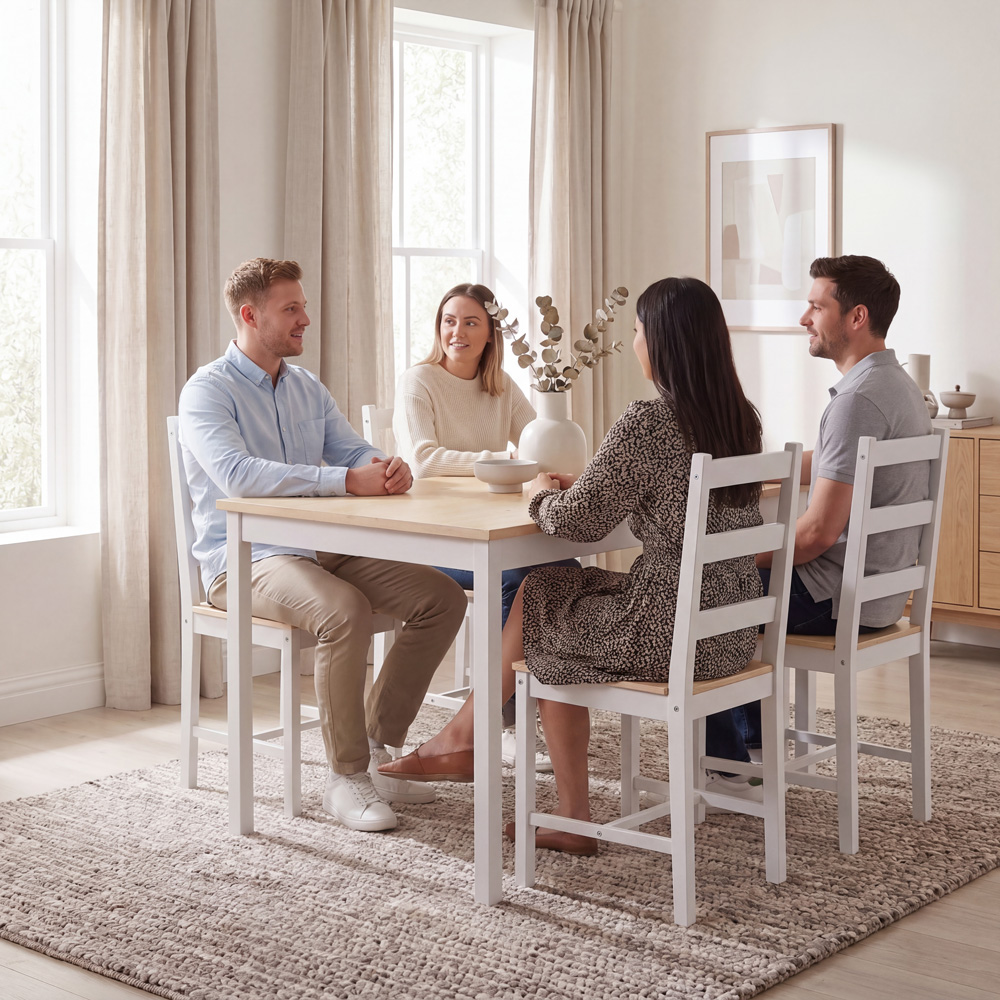 VIDA DESIGNS Yorkshire 4 Seater Dining Set White and Pine Image 4
