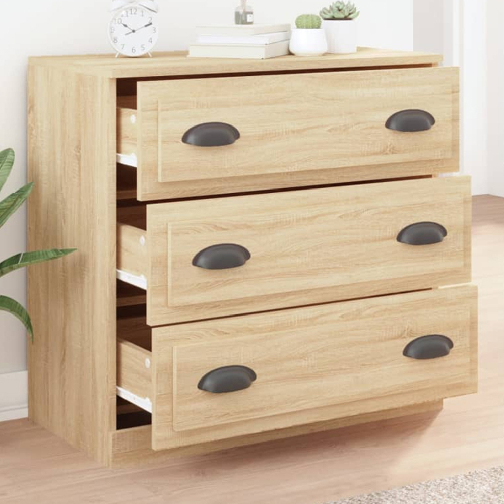 vidaXL 3 Drawer Sonoma Oak Sideboard Image 1