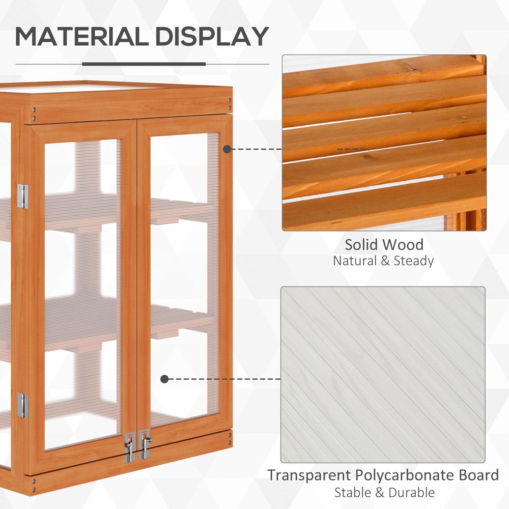 Outsunny 3 Tier Orange Wooden Polycarbonate Cold Frame Image 4