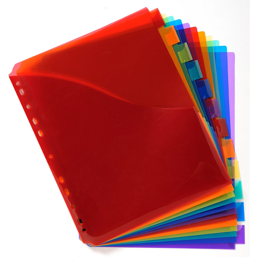 Exacompta A4 Maxi 12 Section Assorted Colour Polypropylene Divider 10 Pack Image 2