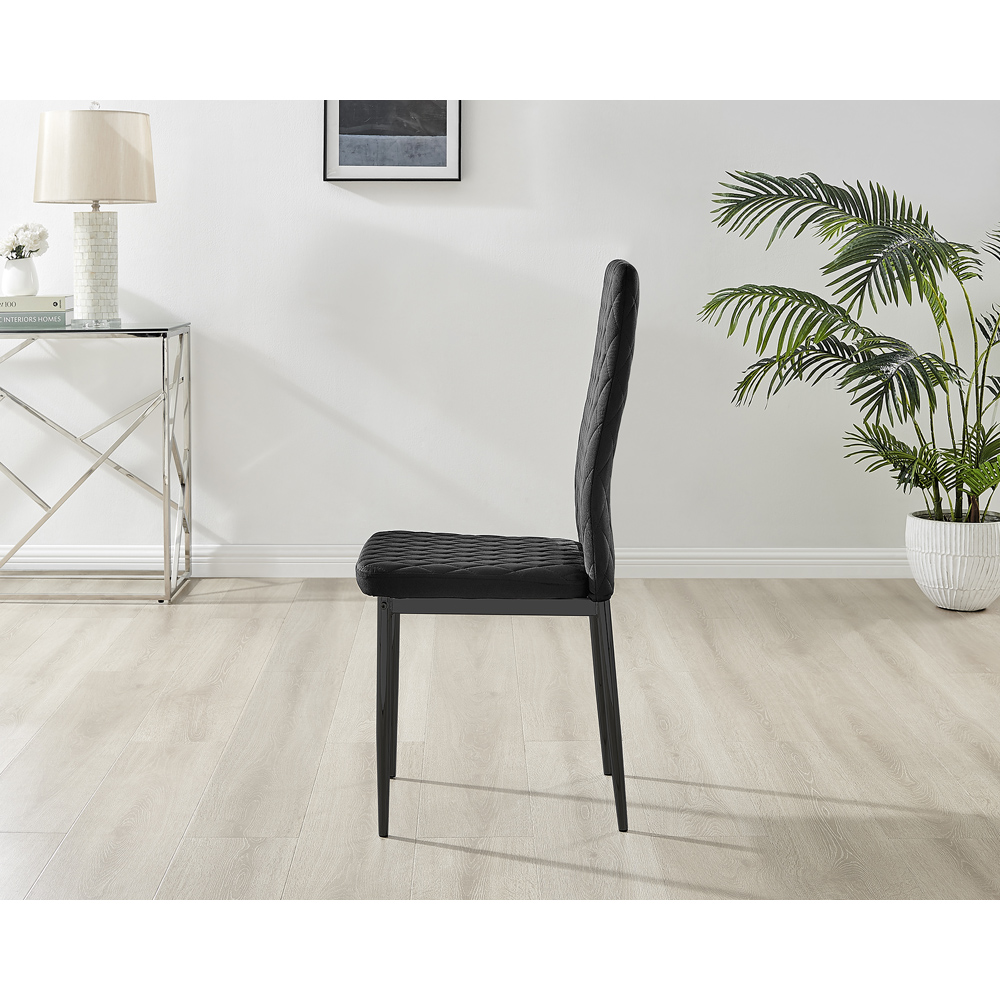 Furniturebox Valera Set of 4 Black Velvet Dining Chair Image 4