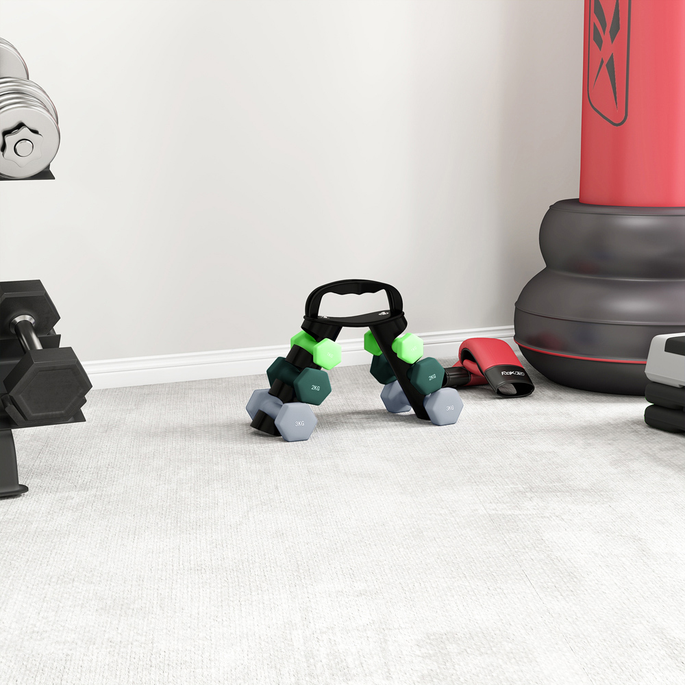 SPORTNOW Green Hex Dumbbell Set with Storage Rack 6 Pack Image 8