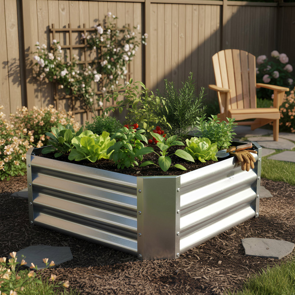 Harbour Housewares Silver Square Galvanised Steel Raised Garden Bed 60 x 60cm 2 Pack Image 3