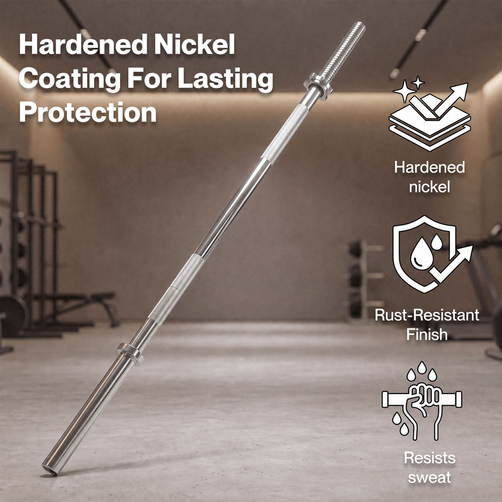 Traderight Centra 5ft Silver Olympic Barbell Bar with Spring Clips Image 6