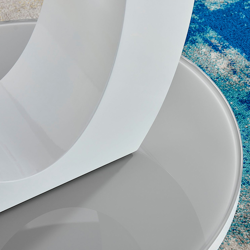 Furniturebox Lucia Cesano 6 Seater Round Dining Set Grey Gloss Blue and Chrome Image 6