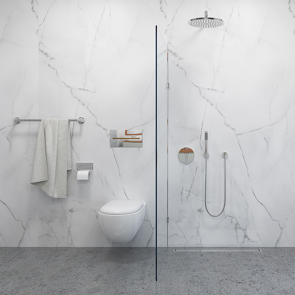 Wetwall Elite Double Post Formed Athena Marble Shower Panel 2420 x 580mm Image 1