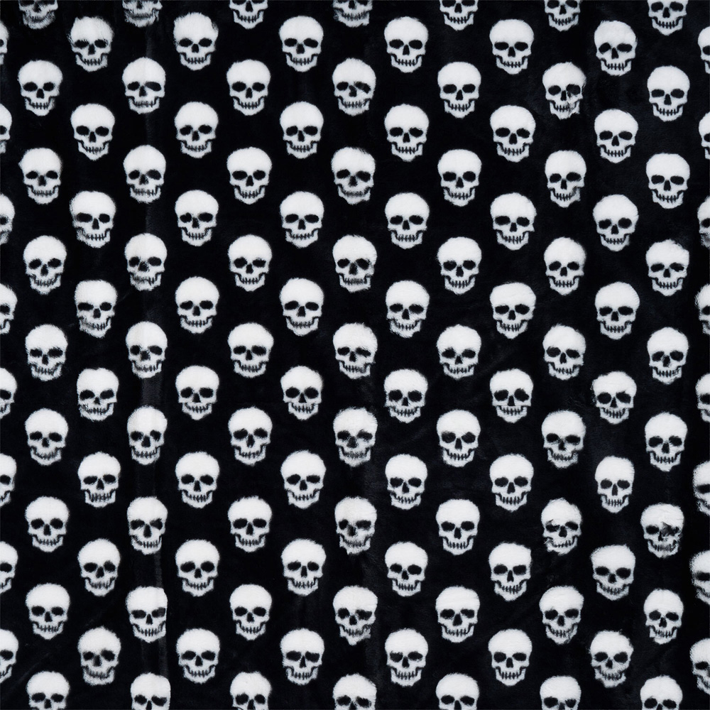 Skulls Faux Fur Throw Black Image 7