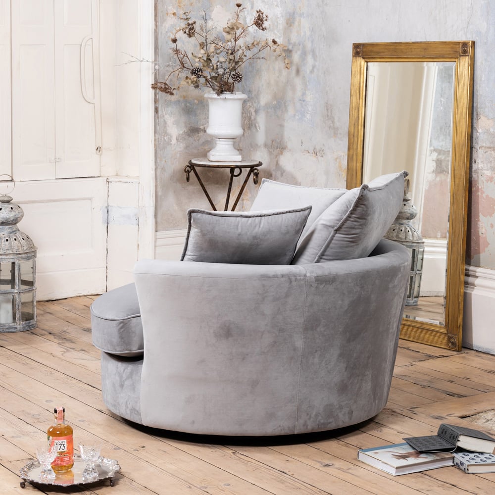 Artemis Home Havana Grey Velvet Swivel Cuddle Chair Image 5