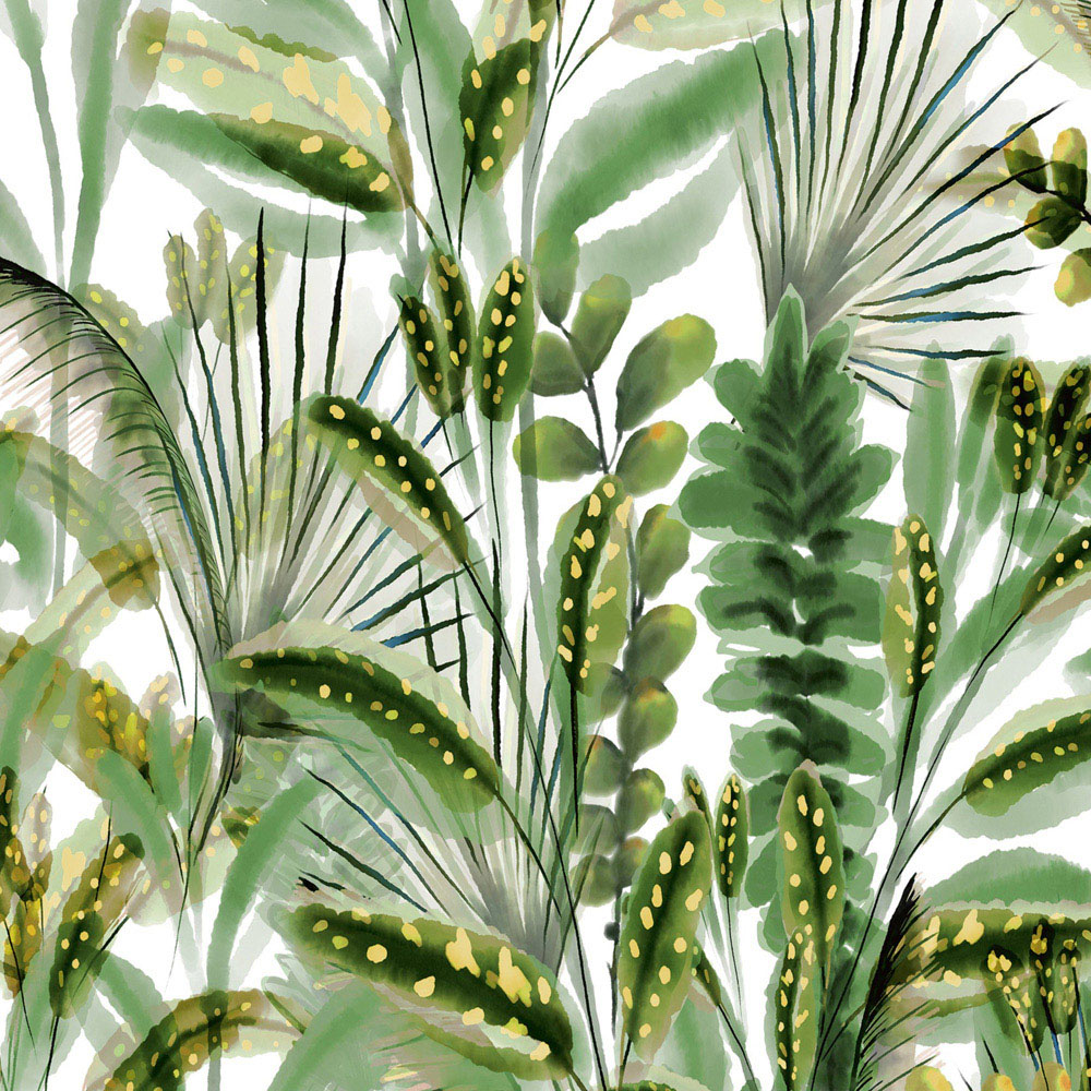 Grandeco Rainforest Leaves Green 3 Lane Wall Mural Image 2