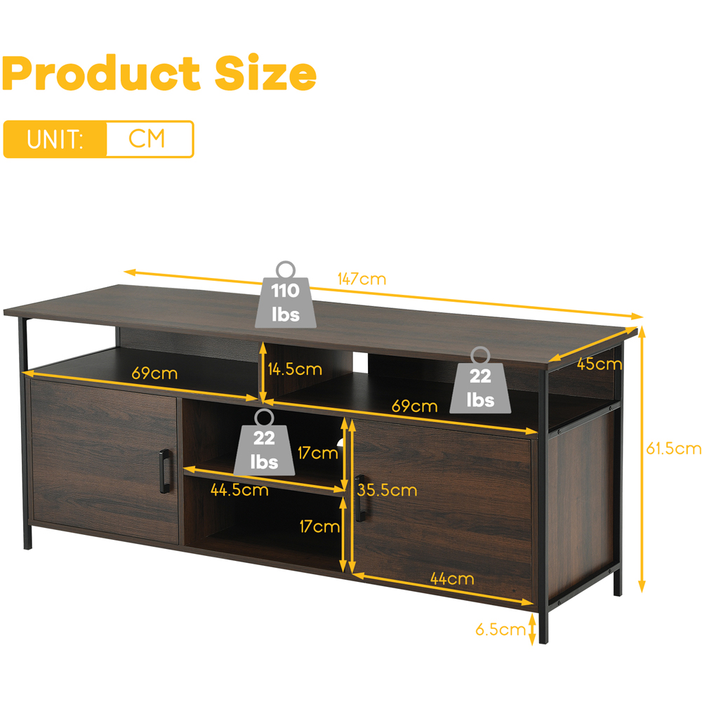Costway 2 Door 4 Shelf Mid Century TV Unit Image 9