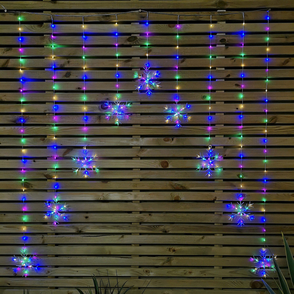 Samuel Alexander 320 Multicolour LED Snowflake Curtain Lights Image 5
