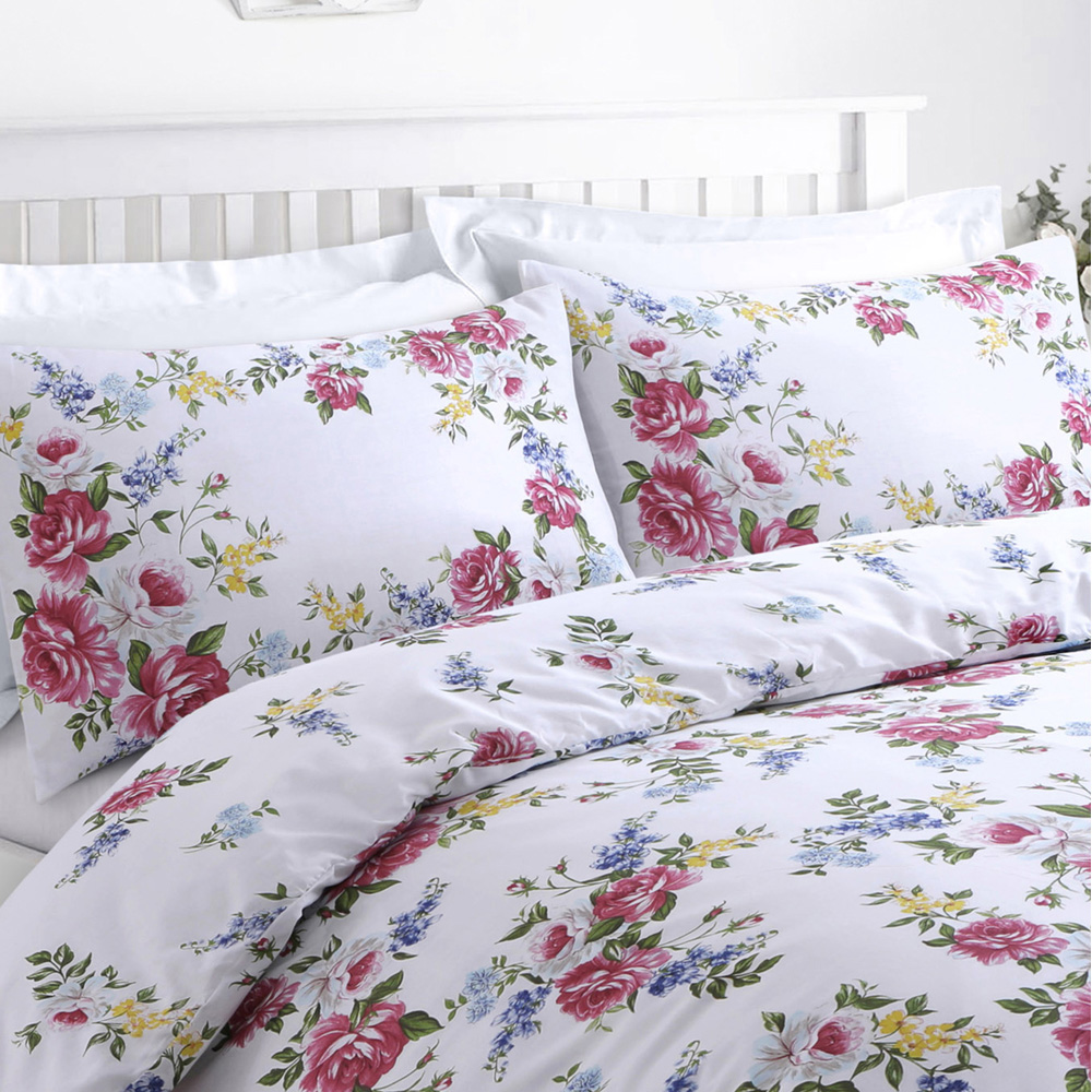 Velosso Single White Vintage Floral Pattern Duvet Cover Set Image 2