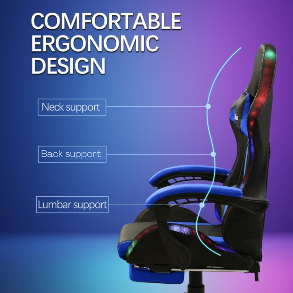 Alivio Blue PU Leather RGB Reclining Gaming Chair Image 5