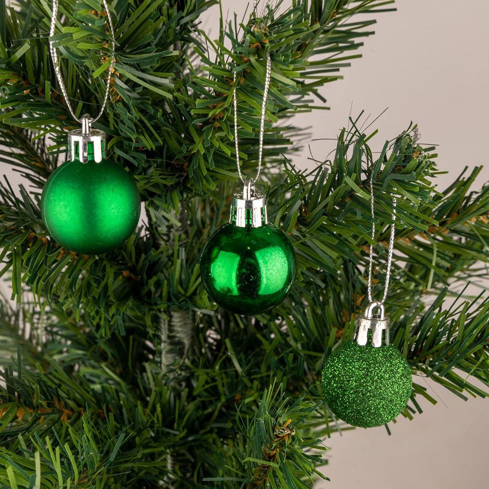 Shatchi Dark Green 3cm Shatterproof Christmas Baubles 12 Pack Image 2