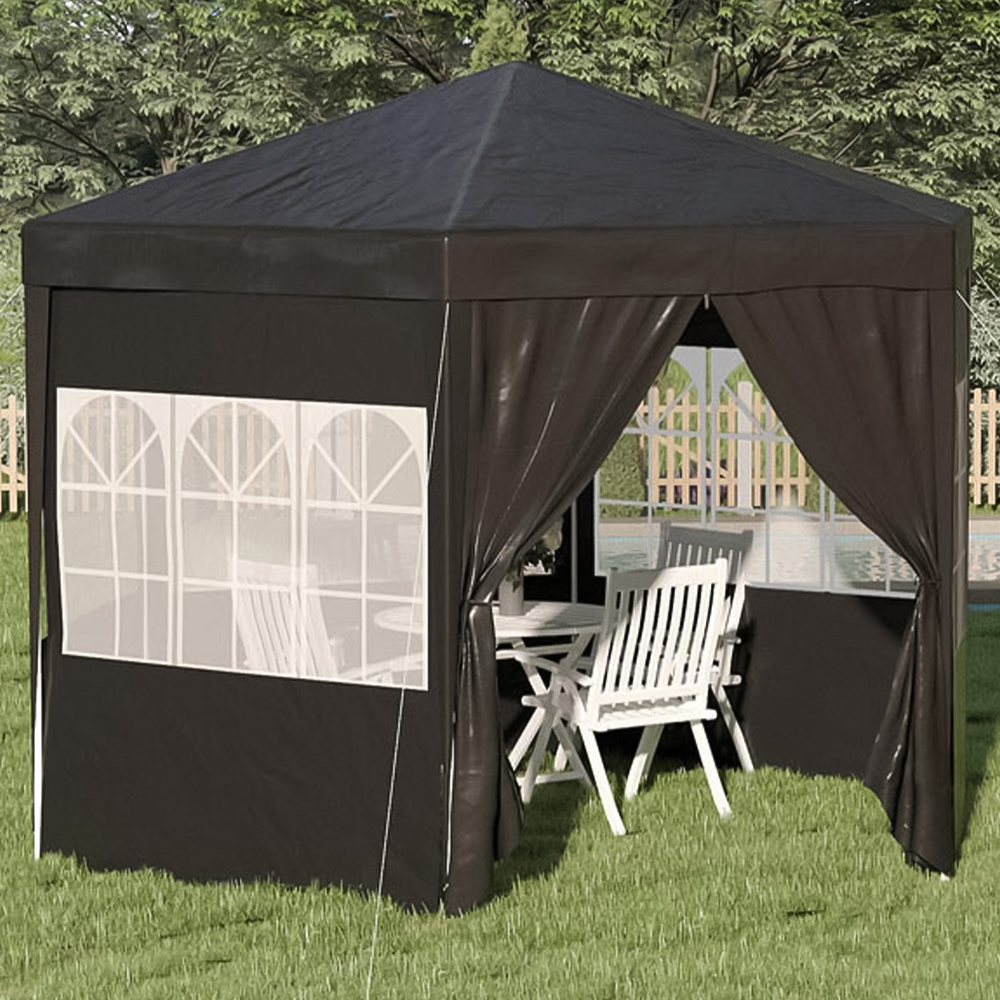 Outsunny 4m Black Hexagonal Gazebo with Removable Side Walls Image 1