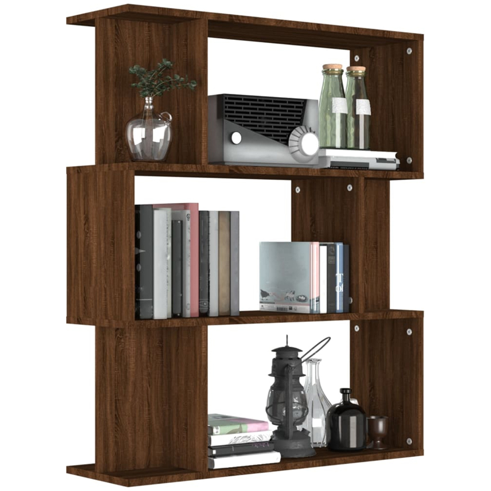 vidaXL 3 Shelf Brown Oak Bookcase Image 4