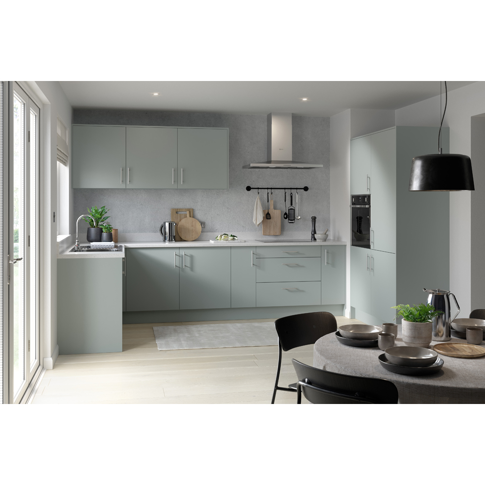 Kitchen Kit Slab Supermatt Aquamarine Single Oven Housing Cabinet Flatpack 1970 x 600mm Image 2