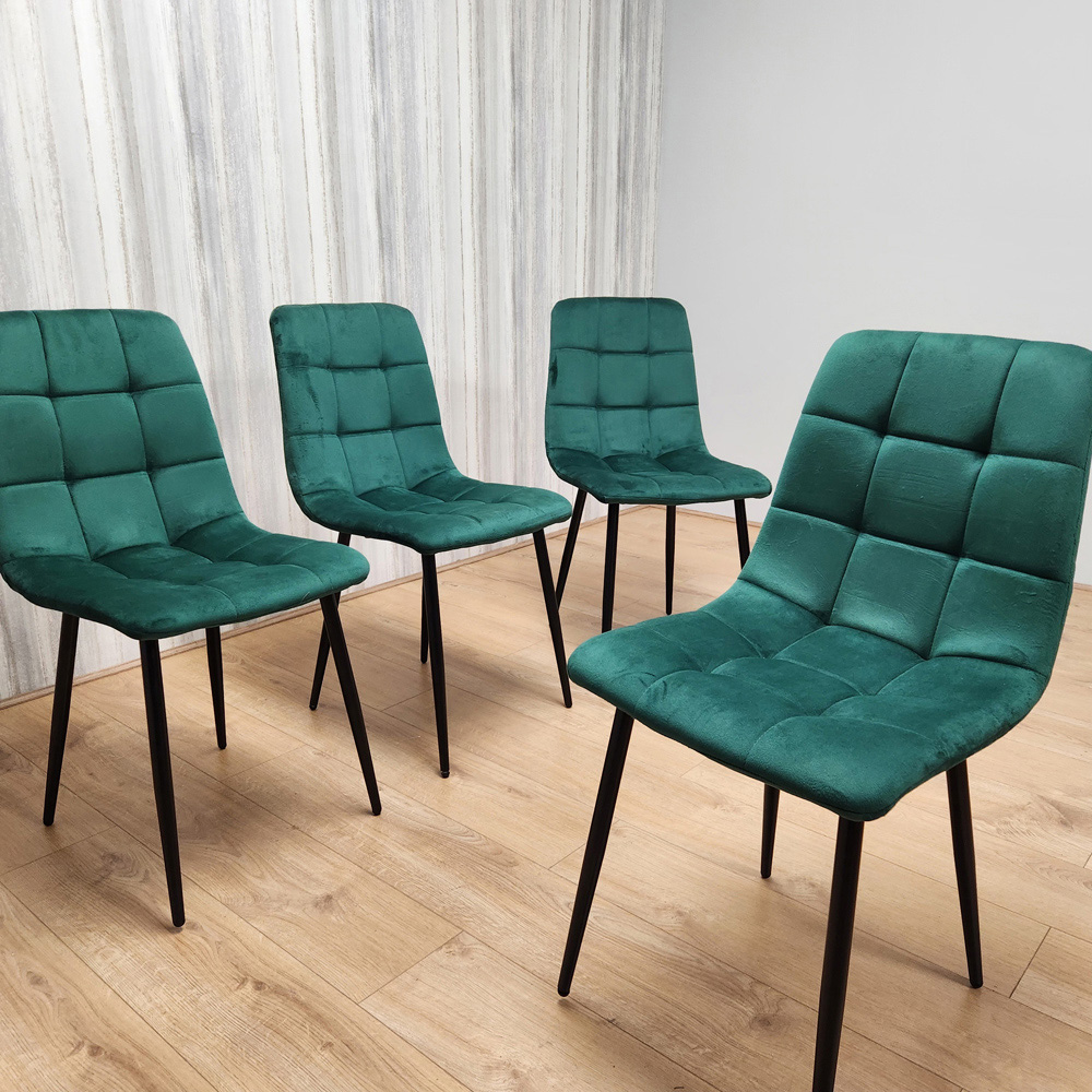 Denver Set of 4 Green Velvet Dining Chairs Image 3