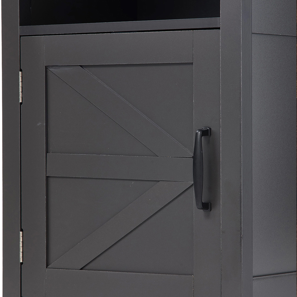 Living and Home Single Door Single Shelf Grey Bedside Table Image 4