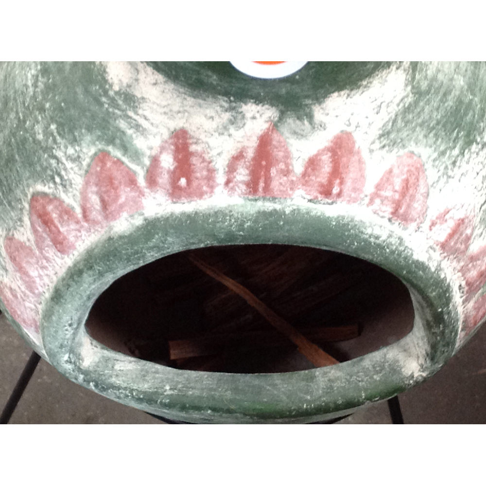 Gardeco Plumas Large Quetzacoatl Green Mexican Chimenea with Stand and Lid Image 2