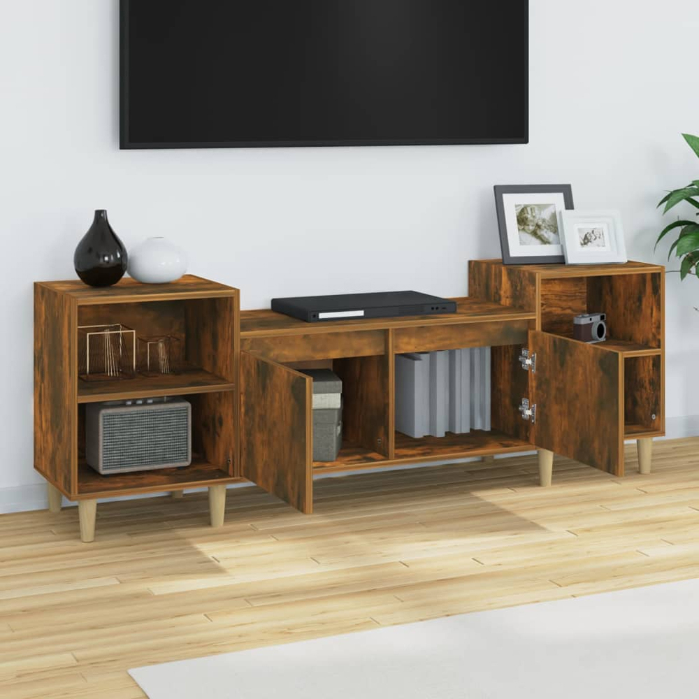 vidaXL 2 Door 4 Shelf Smoked Oak TV Cabinet Image 4
