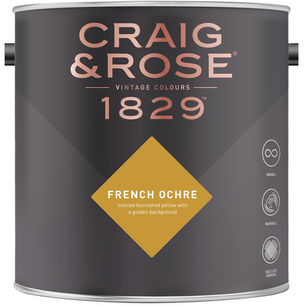 Craig & Rose Kitchen and Bathroom French Ochre Eggshell Paint 750ml Image 2