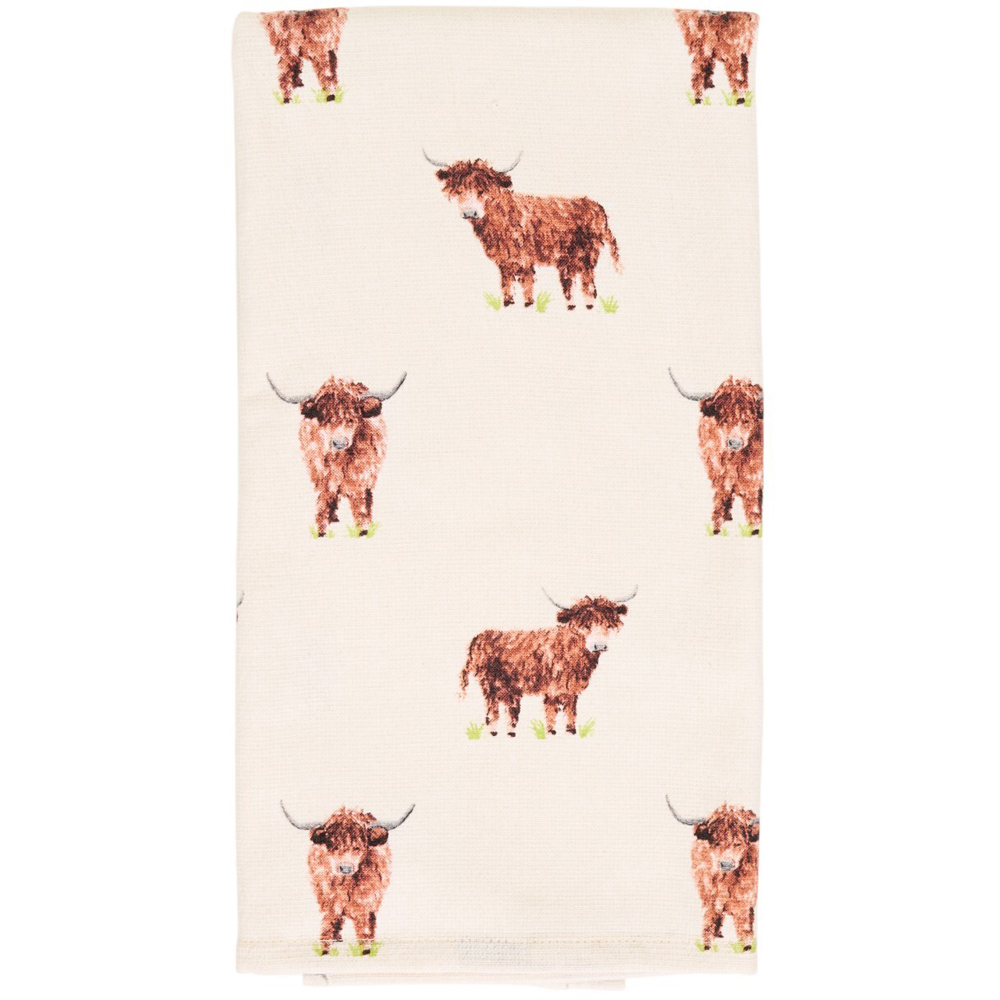 Highland Cow Tea Towel Neutral Image 2