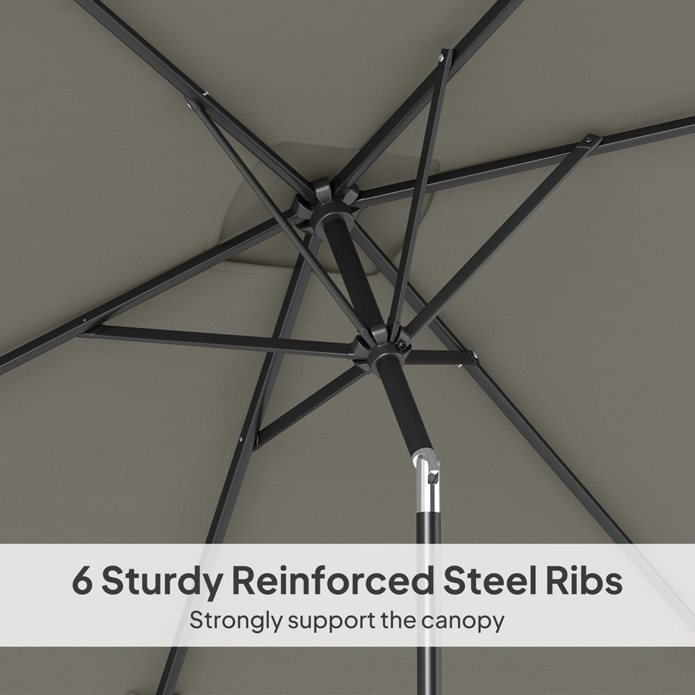 Outsunny Light Grey Crank and Tilt Parasol 3m Image 7