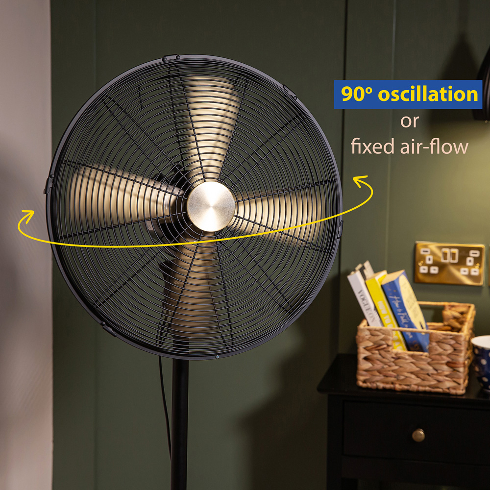 Russell Hobbs Brushed Gold and Black Oscillating Metal Pedestal Fan 16 inch Image 6