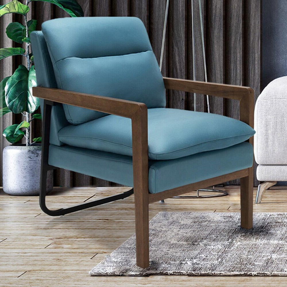 Costway Blue Upholstered Accent Armchair Image 1