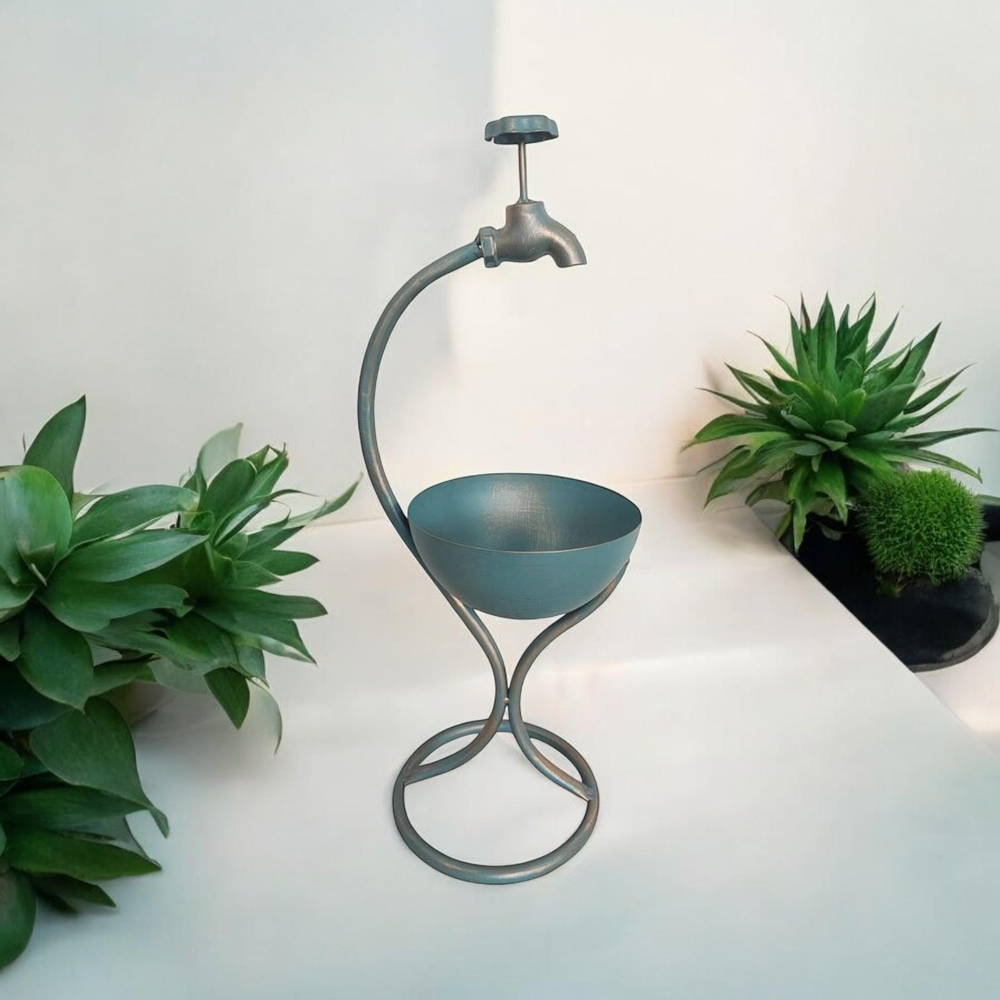 Acacia Home Blue Metal Garden Planter 57cm Image 2