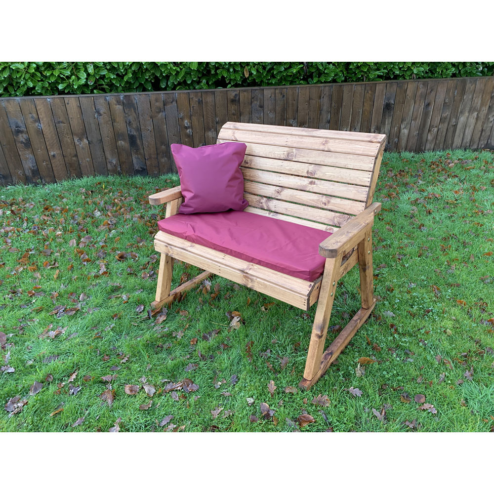 Charles Taylor 2 Seater Rocker Bench with Red Cushions Image 4