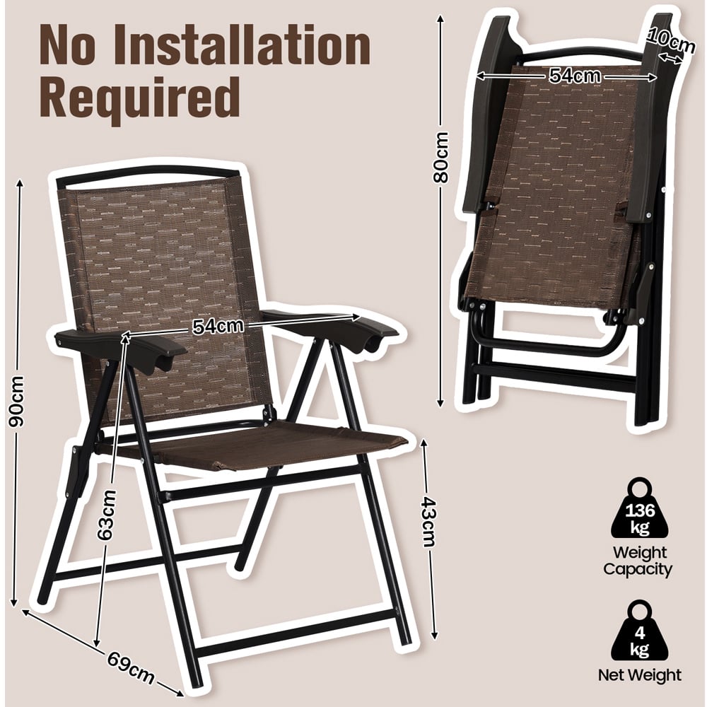 Costway Set of 4 Adjustable Folding Garden Chair Image 9