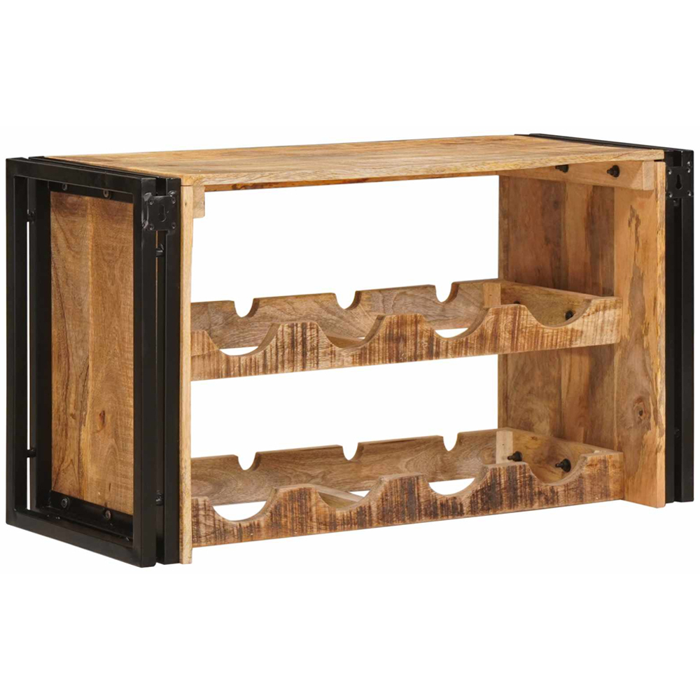 vidaXL 8 Bottle Brown Solid Rough Mango Wood Wall Mounted Wine Rack Image 4