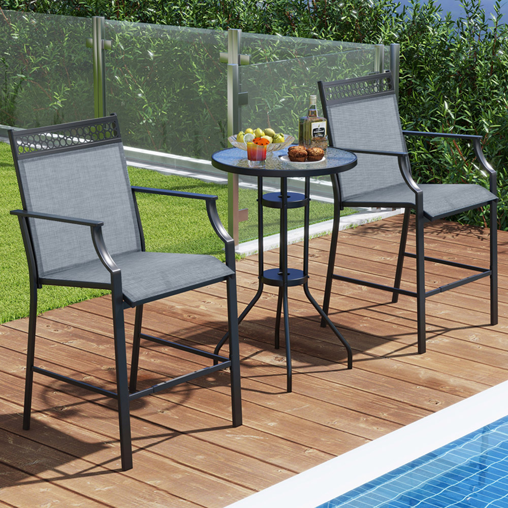 Costway Set of 2 Blue Outdoor Patio Chairs with Footrest Image 1