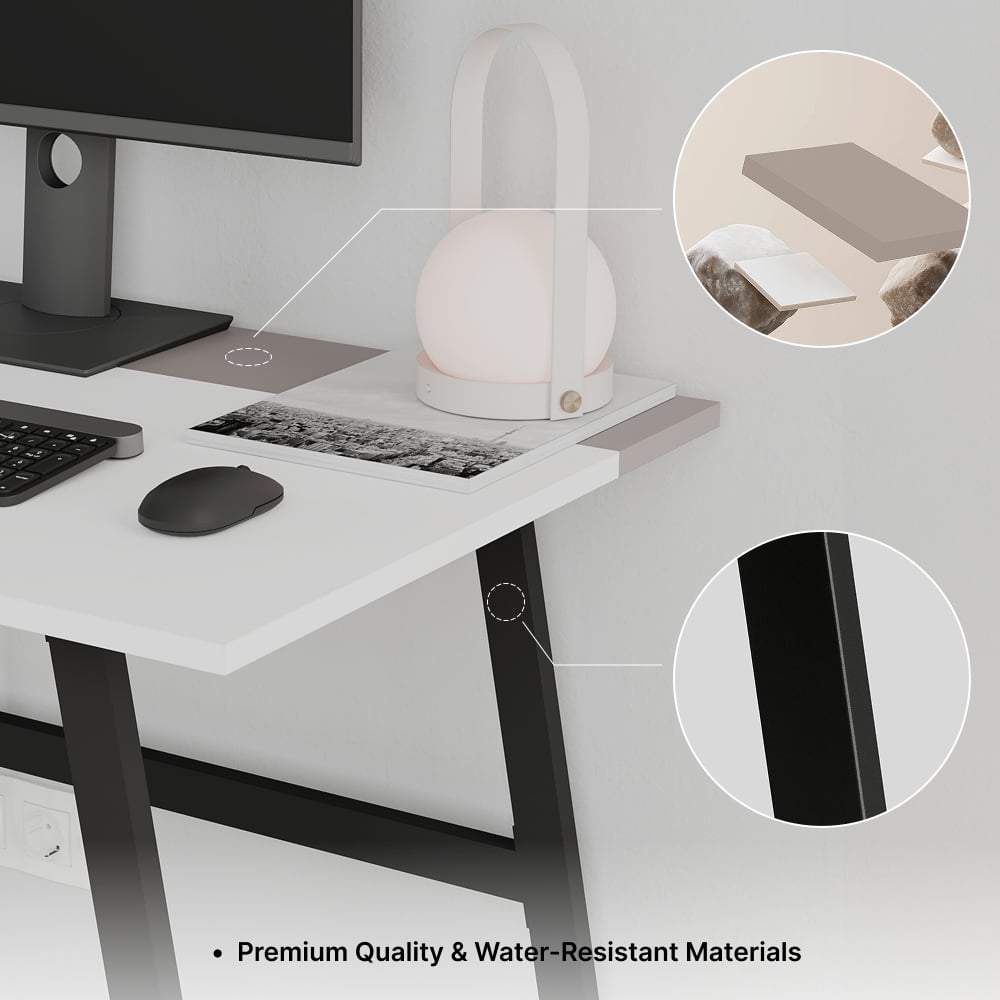 Decortie Kemre Metal Leg Modern Computer Desk Black White and Mocha Grey Image 5