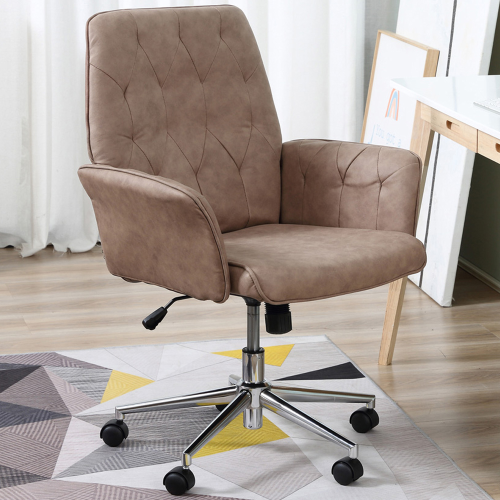Portland Brown Micro Fibre Swivel Office Chair Image 1