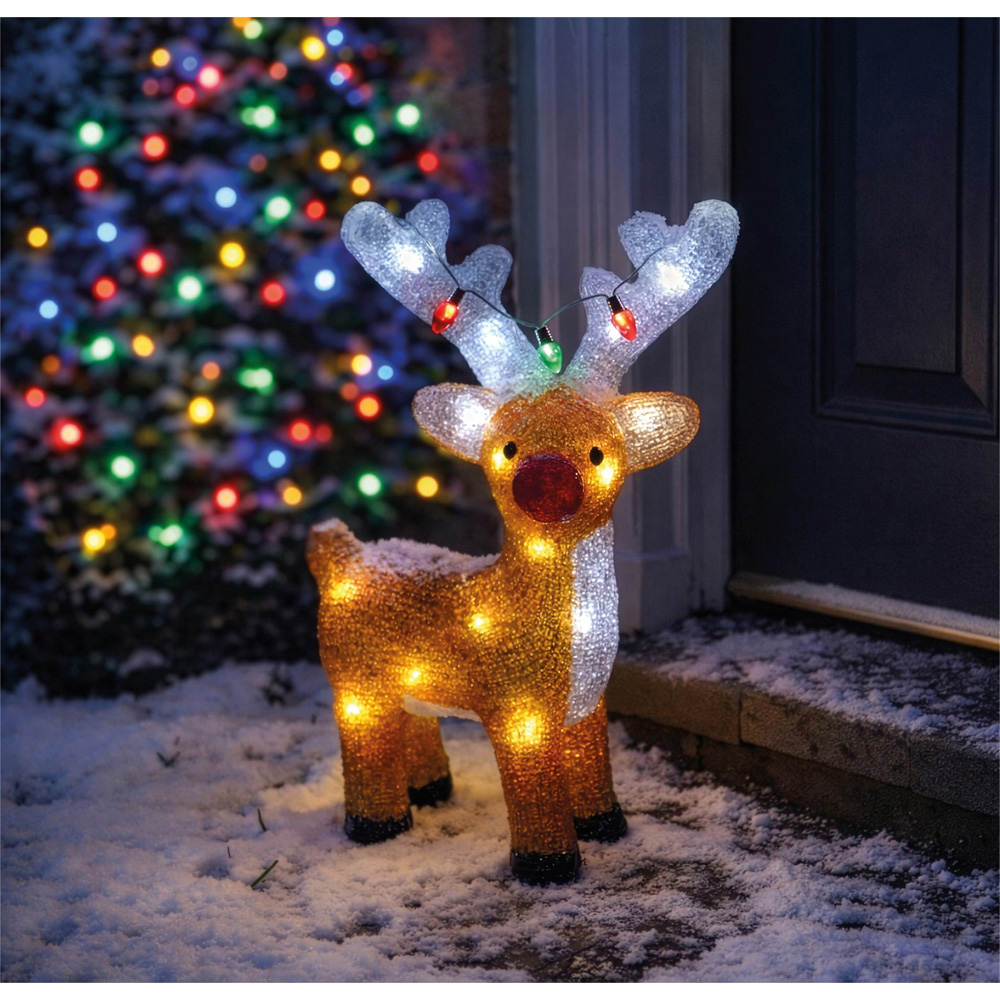 Xmas Haus 21 White LED Acrylic Deer Christmas Decoration 40cm Image 2