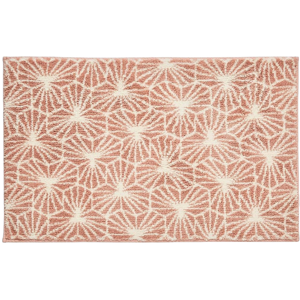 Allure Bath Fashions Madrid Blush Pink Jacquard Geometric Design Non-Slip Bath Mat 50 x 80cm Image 1