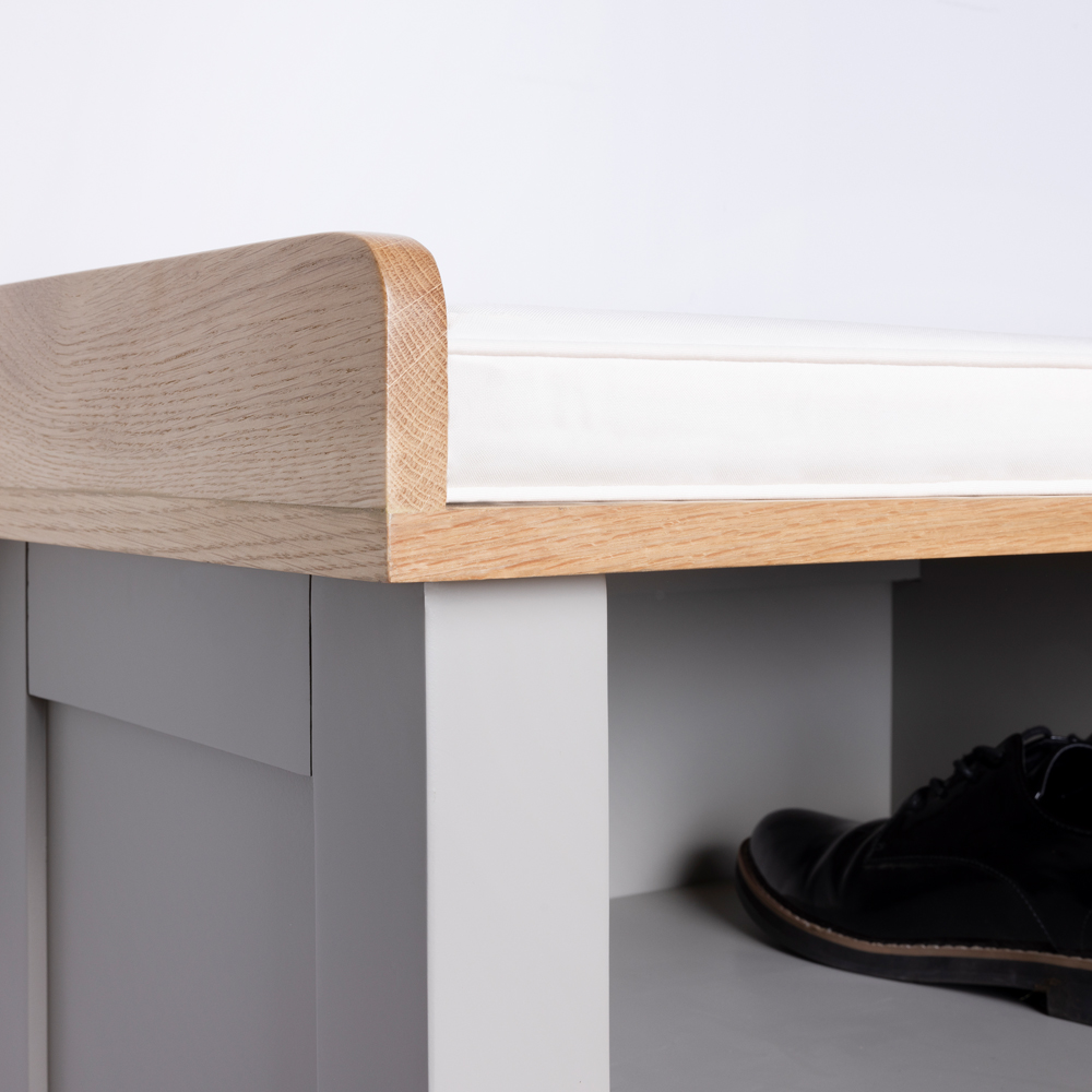 Charles Bentley Charnwood Grey Hallway Bench with Shoe Tidy Image 6