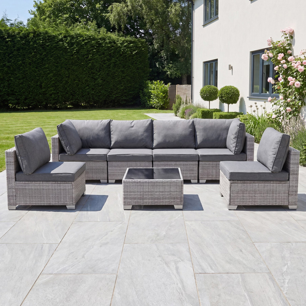 Artemis Home Saviano 6 Seater Grey Rattan Modular Conversation Set Image 1