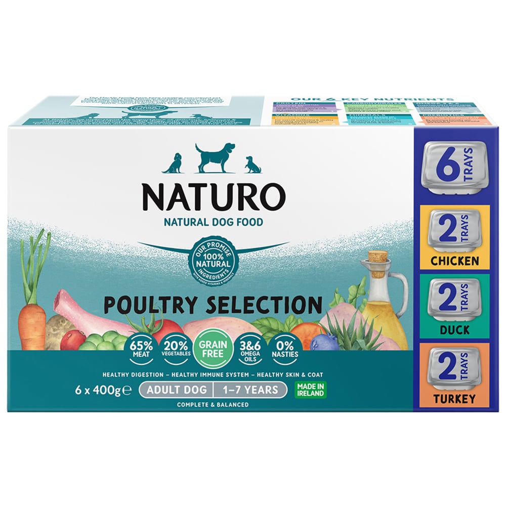 Naturo Natural Grain Free Poultry Trays Adult Dog Food 400g 6 Pack Image 1