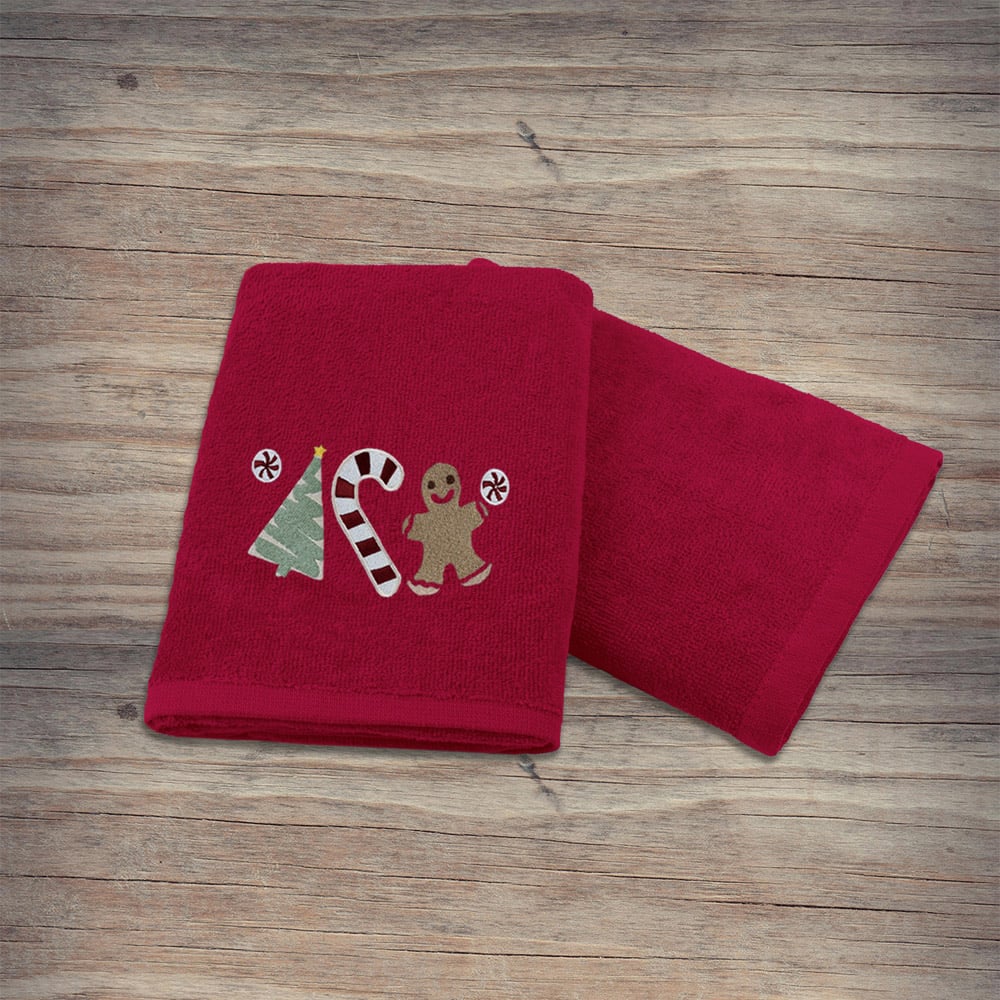 Noel Square Sweet Shop Red Hand Towel 2 Pack Image 5