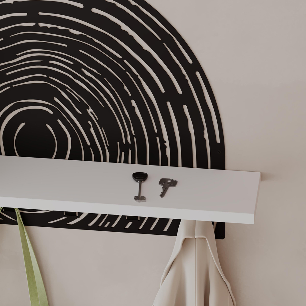 Decortie Single Shelf 6 Hooks White Pine Coat Hanger Image 3