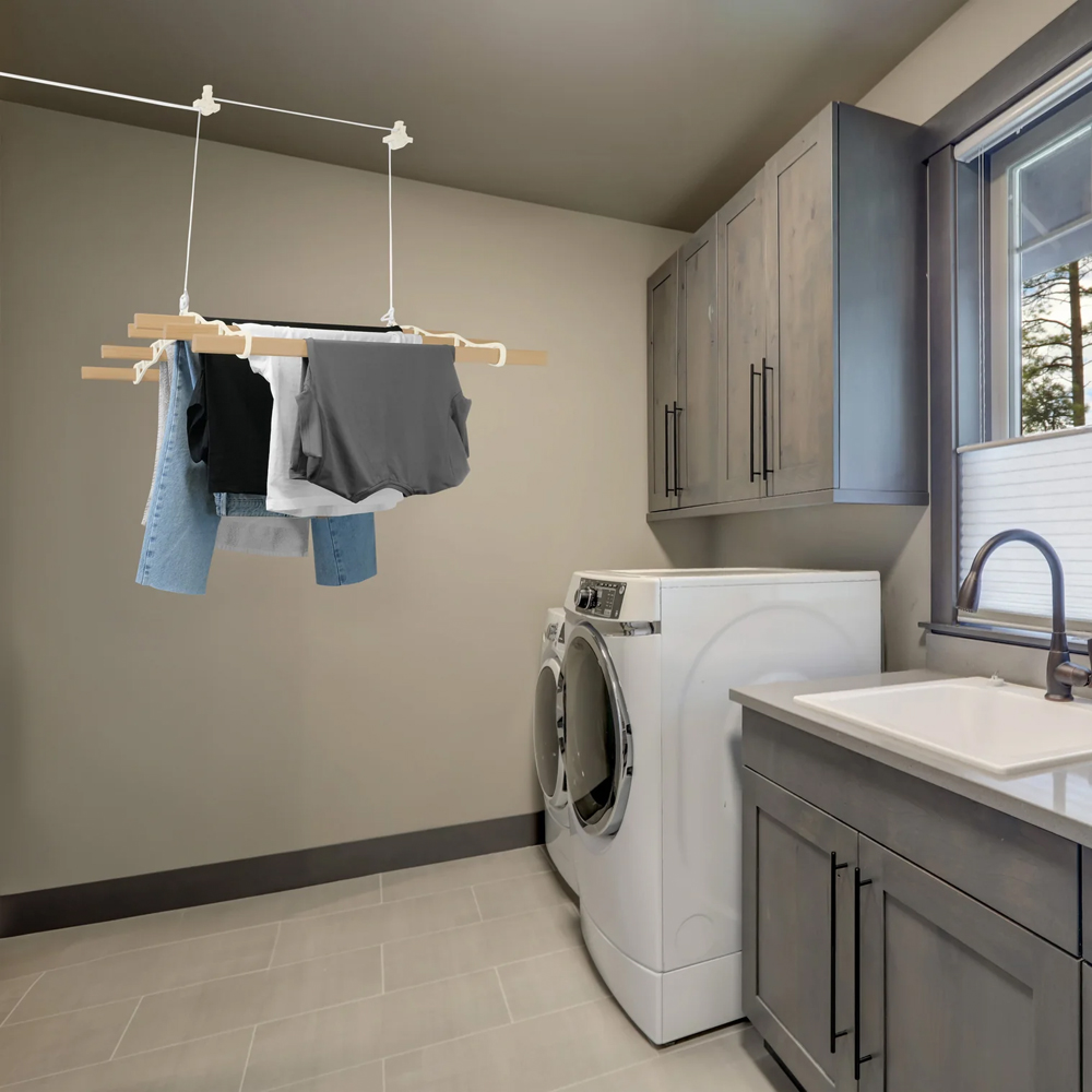 Monstershop Ivory Clothing Airer Ceiling Pulley 1.2m Image 2