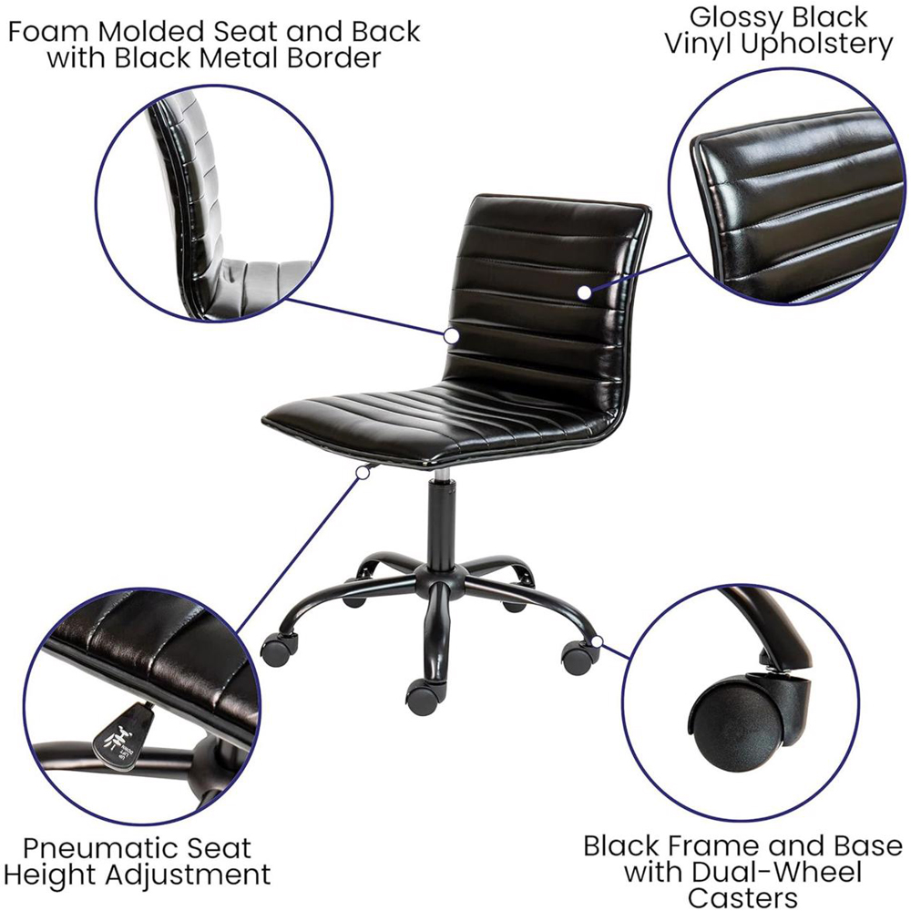 FWStyle Black Faux Leather Ribbed Designer Office Chair Image 5
