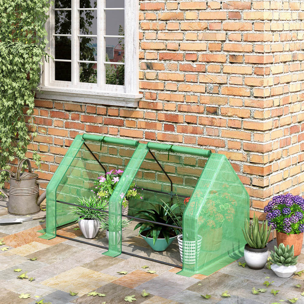 Outsunny Portable Plastic Mesh Cover 5.9 x 2.9ft Greenhouse Image 2