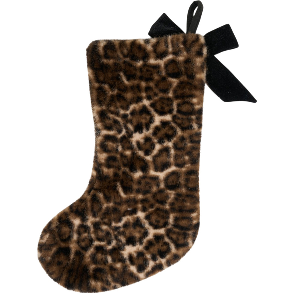 Faux Fur Leopard Print Stocking Image 2