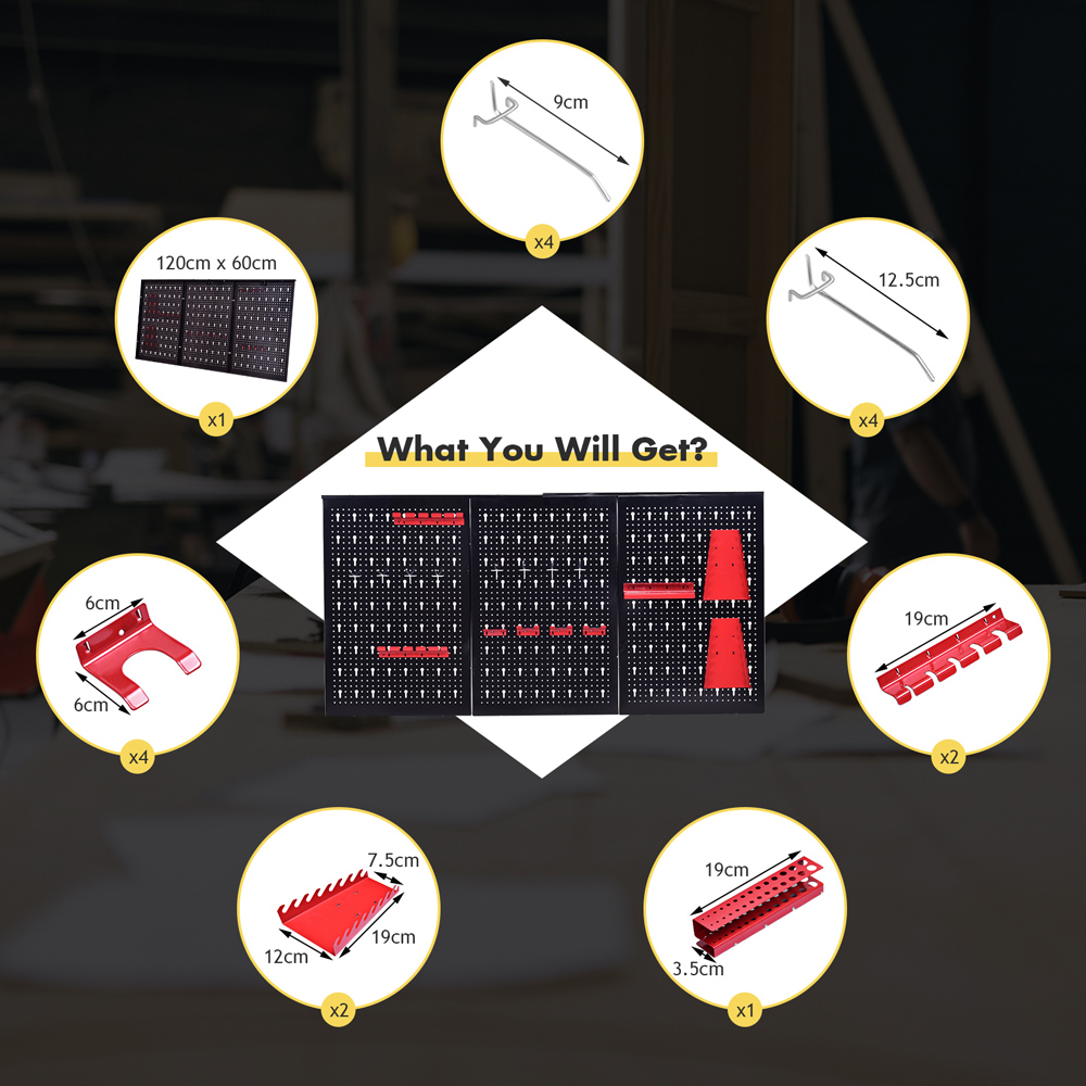Costway Pegboard Wall Organiser Kit Image 7