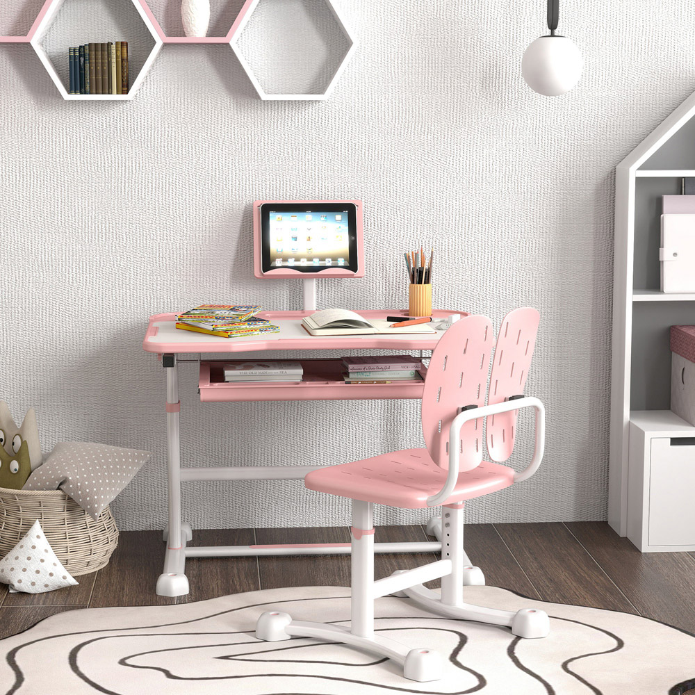 AIYAPLAY Pink Kids Tiltable Desk and Chair Set Image 4